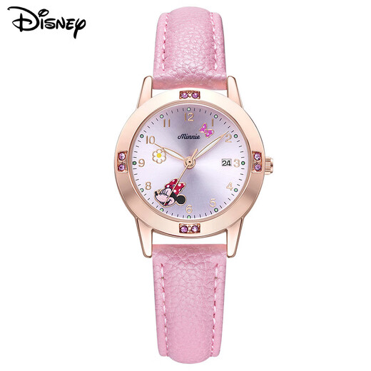 Disney Kinderuhr für Mädchen, Grundschüler, nur die Uhrzeit beobachten, praktisches Geburtstagsgeschenk für 10-jährige Mädchen, Minnie weiß, Kalenderanzeige