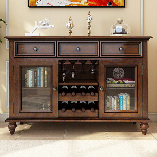 Kafanluo American country solid wood dining table restaurant dining table retro small apartment dining table and chair combination ash wood single sideboard all solid wood