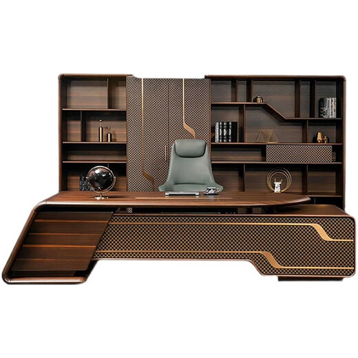 Luo Ximu New Chinese style boss table solid wood office desk executive desk elegant high-end modern light luxury CEO desk and chair combination 2.4 meters boss table