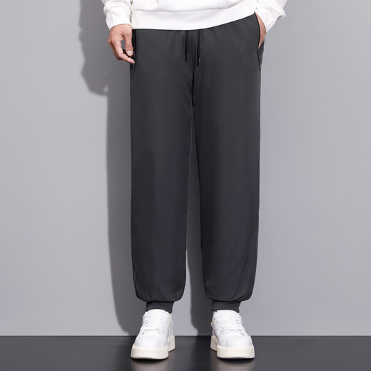 RFKU加厚加绒裤子男冬季宽松束脚裤直筒休闲裤男士潮流运动保暖棉裤 黑色-束口 XL (120-145斤)