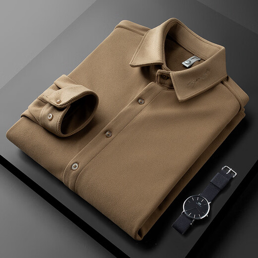 PRIDEME light luxury winter thickened warm woolen material shirt men's long-sleeved slim business casual shirt men's top BNS2633-white XL weight recommendation 130-150Jin Jin equals 0.5 kg