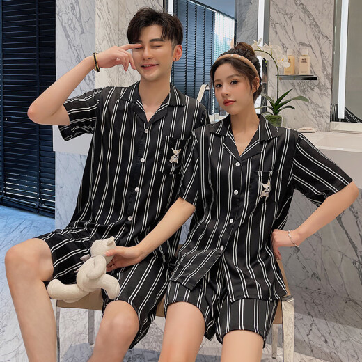 Yiman'an -Paar Pyjamas für Frauen in Sommereiseisen -Shorts Shorts Summer Home Clothing Koreanische Version Plus Größe Frauenpaar Anzug 9197 Weiße L Männer
