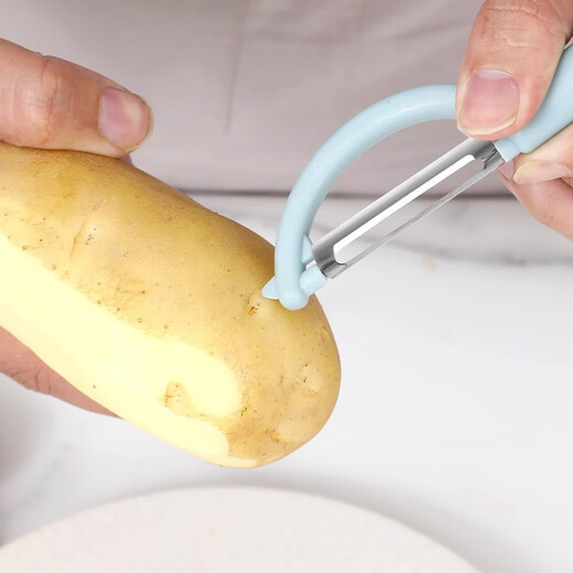 削皮刀水果刀二合一厨房专用瓜刨甘蔗皮多功能苹果土豆皮削皮刀器 不锈钢削皮器-浅蓝-1个