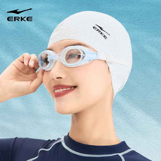 Hongxing Erke (ERKE) swimming goggles high-definition waterproof and anti-fog flat glasses for adults men and women simple professional sports swimming and diving glasses