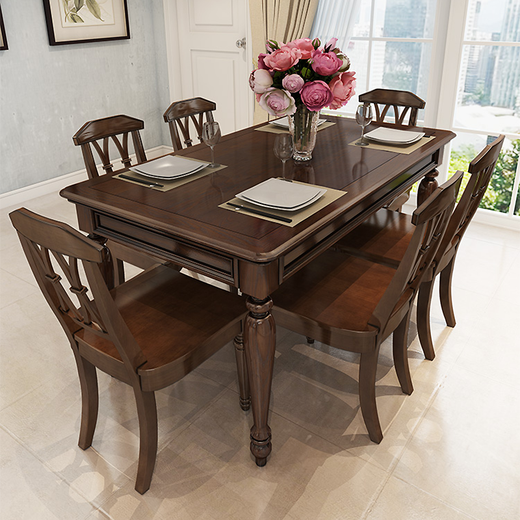 Kafanluo American country solid wood dining table restaurant dining table retro small apartment dining table and chair combination ash wood single sideboard all solid wood