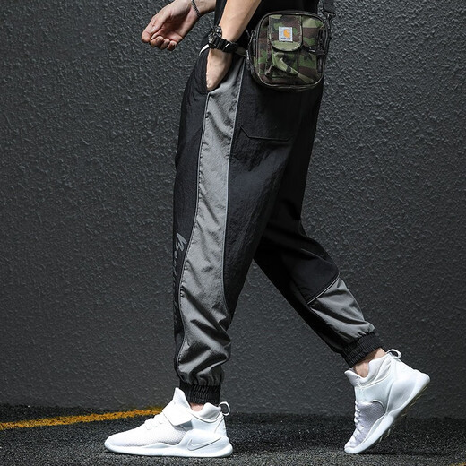 Jüdische Freizeithosen für Männer im Frühling und Sommer neuer schnell trocknender Trend locker großer großer Männerhosen Mode Sporthose Harem Hosen schwarz M 115-130jin [Jin entspricht 0,5 kg] 115-130jin [Jin gleich 0,5 kg]