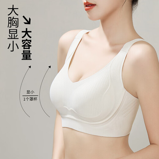 Urban Beauty Soft Support Unterwäsche für Frauen-BH ohne Markierungen, große Brüste, klein ohne Stahlringe, dünner anti-saggroßer BH Milky White M