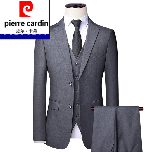 Pierre Cardin no-iron anti-wrinkle suit suit men's business formal suit three-piece professional suit groom and groomsmen suit navy blue three-piece suit + trousers + shirt 180 recommended weight 130-145 Jin Jin equals 0.5 kg