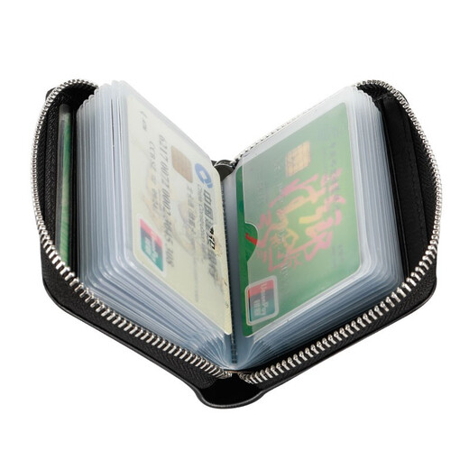 Ehrenmann große Kapazität Echtes Ledertasche, Herren- und Frauen erste Schicht Cowide Card Bag, Führerschein Ledertasche, Kartenbeutel im Orgel-Stil, braune Mikroblüten