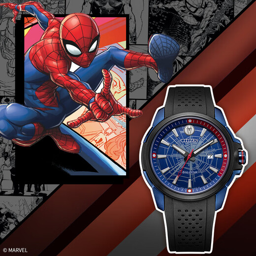 CITIZEN watch men's Japanese and Korean watch Marvel Spider-Man light kinetic energy PU belt for students to send Valentine's Day gift AW1156-01W