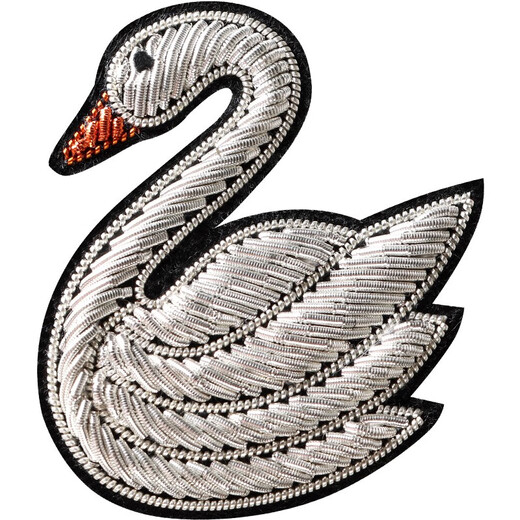 QUAMER exquisite high-end swan brooch for women Indian silk hand-embroidered clothes pin accessories chest swan brooch