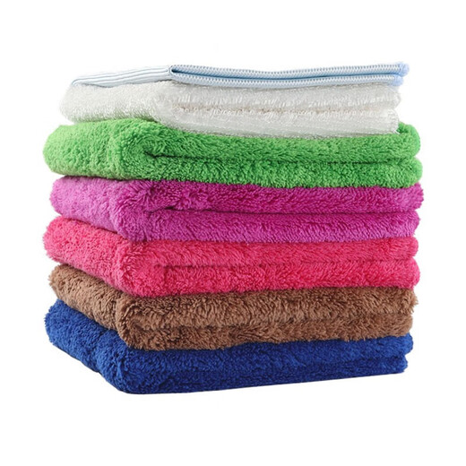 Renying seven-color cleaning rags for household cleaning, absorbent water, not easy to shed lint, thickened towels, glass bamboo fiber dishcloths, 5 dark blue coral velvet rags
