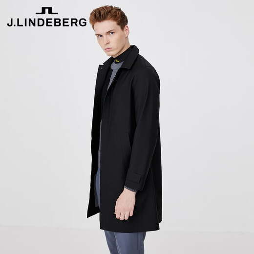 金林德伯格（J.Lindeberg）商场同款潮流休闲含羊毛舒适中长款夹克外套男519321505 RPR黑色 M