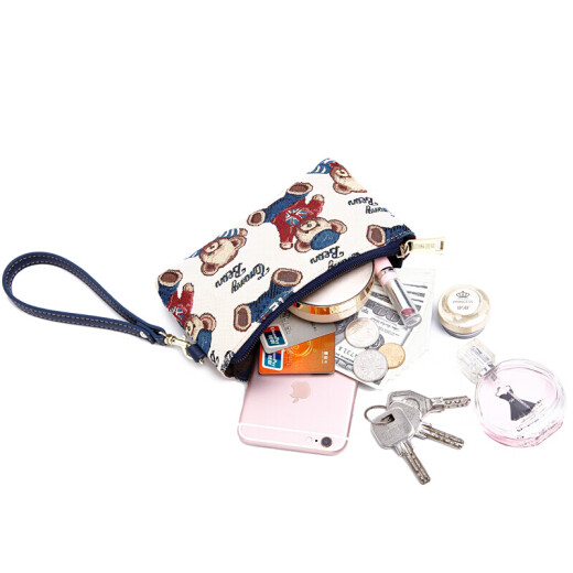 Little Bear Attachment Fashion Cute Clutch Zipper Women's Coin Purse Casual Women's Handbag Mobile Phone Bag