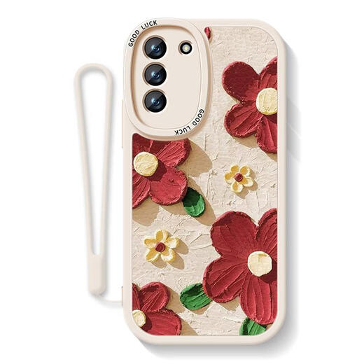 Tongrubi Pintura al óleo Flores rojas Adecuadas para Samsung S24 Caja de teléfono móvil S24Ultra NUEVA CASA PROTECTIVA S23+ Cobertura completa Anti -Fall S22 Ten L3878 Flores de pintura al óleo - Classic Black Light Lux Samsung Galaxy S24