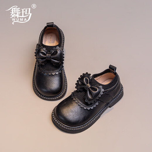 Wuma Girls' Shoes Children's Princess Small Leather Shoes 2025 New Spring and Autumn Genuine Leather Soft Sole Shoes Baby Girls British Single Shoes