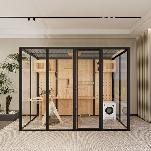 Panoramic cat villa cat house household cat cage large indoor cat villa cat cabinet luxury glass cat room customization length 126 depth 80 height 183 including home installation