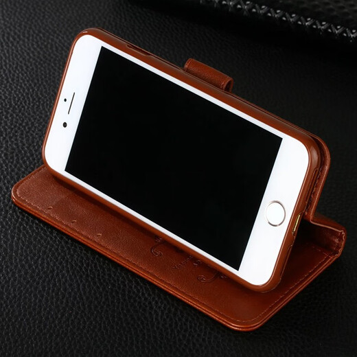 雅尊仕 iPhone6s翻盖皮套苹果XS插卡保护套7plus手机壳苹果5SE防摔皮套6plus钱包款  苹果5/5S/SE通用【棕色】