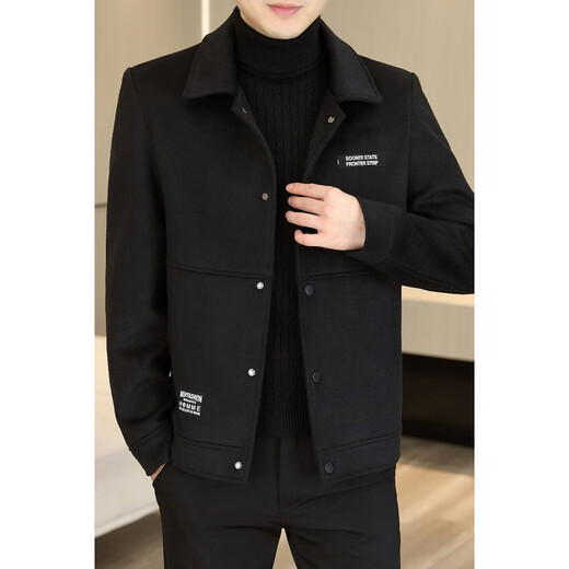 Woodpecker (Tucano) Herbst- und Winter-Tweedjacke für Herren Wollmantel Kurzer Revers-Winter-Top Neues Freizeit-Tweedjacke grau M 90-110Jin [Jin gleich 0,5 kg]