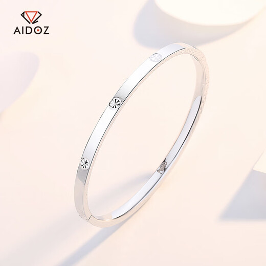 Aido diamond pt950 platinum bracelet for women, shiny plain ring, glossy oval chaise bracelet, inner diameter 58mm, weight 14.44g, width about 4.0mm
