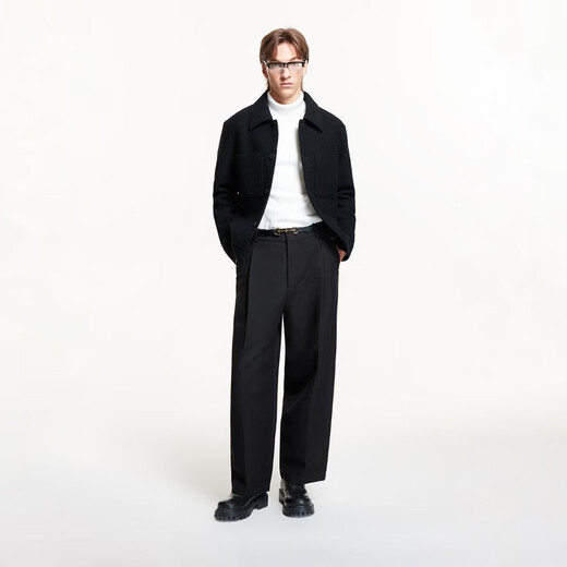 Jack Jones (Jack/Jones) Herrenkleidung Frühling und Herbst Straight Dust Fashion Street Kurzwolle Jacke Herren 100% Wolle Freizeitjacke Herren E40 Black XL 185