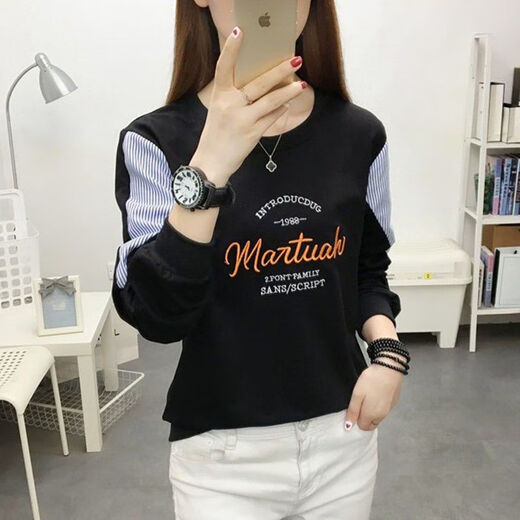 
Ran Yilan base shirt spring and autumn style for women can wear 2024 new spring top for women Korean loose large size long-sleeved T-shirt for women 6187 apricot color M - recommended 85-100Jin [Jin equals 0.5 kg]