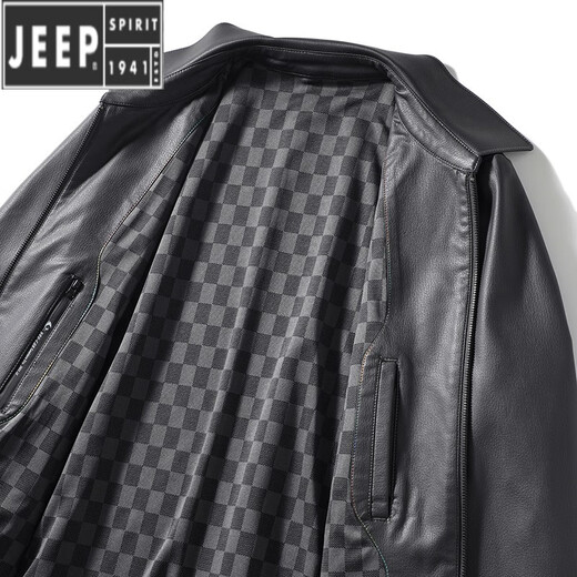JEEP SPIRIT light luxury high-end imported ecological microfiber leather spring and autumn style men's business casual lapel imitation leather jacket gray 180 (recommended 140-155 Jin [Jin equals 0.5 kg])