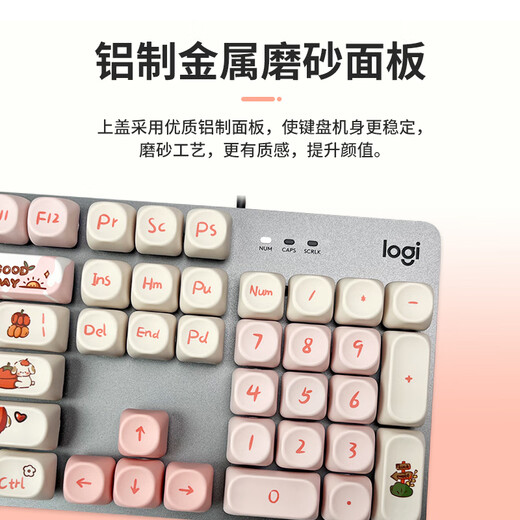 罗技（Logitech）【秋天小狗】K845机械键盘 游戏键盘 办公键盘全尺寸办公家用背光电竞吃鸡键盘MOA高度球型键帽 K845-茶轴-秋天小狗