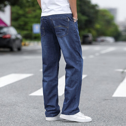 WEIQIAN (WEIQIAN) jeans men's summer thin pants men's loose straight large size men's pants new casual trousers trend 7011 dark blue +070 light blue 32