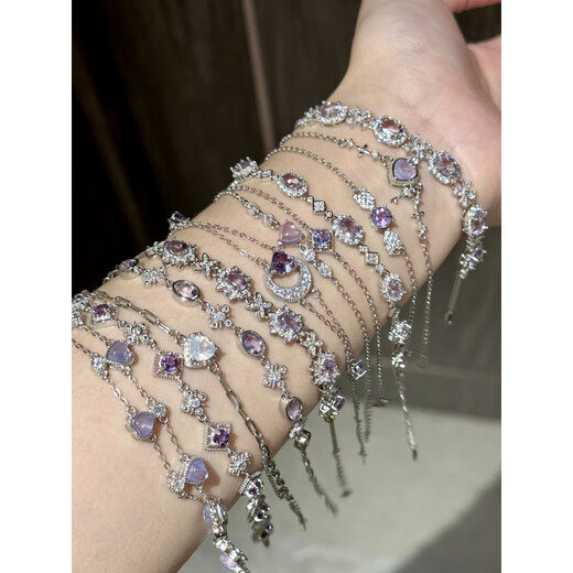 KOSK tanzanite bracelet purple series s925 silver natural amethyst amethyst girl's heart color 5mm light purple water simple style hand circumference about 15.5-19
