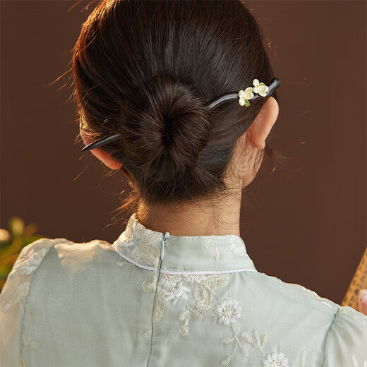 Chimera (CHIMERA) Ebony Gardenia Hairpin Ancient Style Costume Hairpin Shaking Cheongsam Hanfu Headwear Girl Birthday Gift