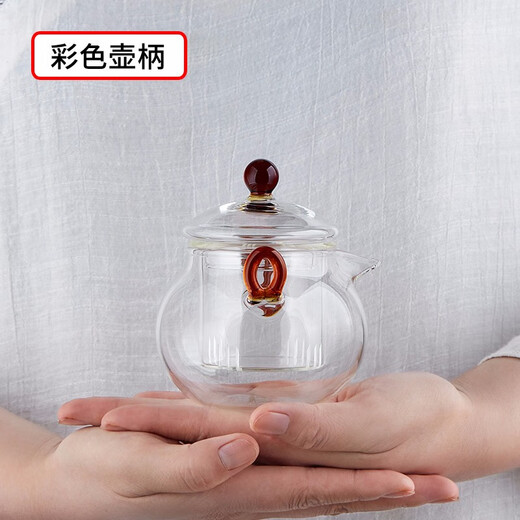 Mesni teapot, teapot, glass tea set, mini Kung Fu flower teapot, kettle, tea cup, small cup, heat-resistant double-ear teapot, filter, thickened travel tea set, one pot, two cups, wind bell kettle set