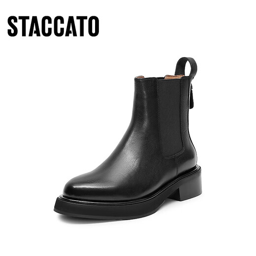 [90% nuevo] Sigatu Winter Chelsea Botas Botas cortas Botas de moda de tacón grueso Mujeres D9930DD3 Obsidian Black (Single) 37