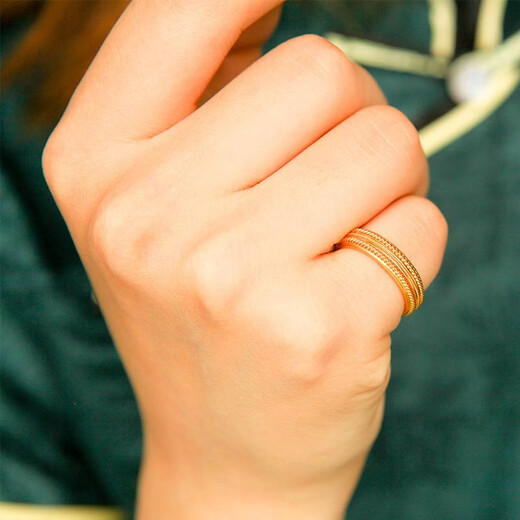 King of Yue's ancient gold filigree permanent gold pair ring couple ring for lover or girlfriend birthday gift 004581 19# gold weight 9.47 grams