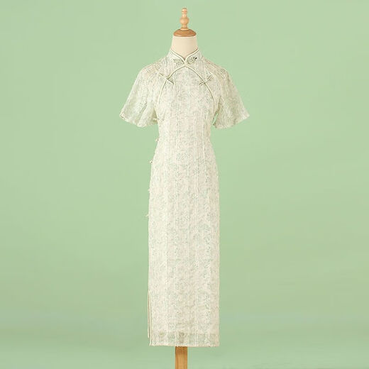 Xunsa Robe adulte pour femmes de 18 ans, étudiant Cheongsam Young Style, vie quotidienne, rétro, République de Chine, version améliorée à manches courtes 829 Green M