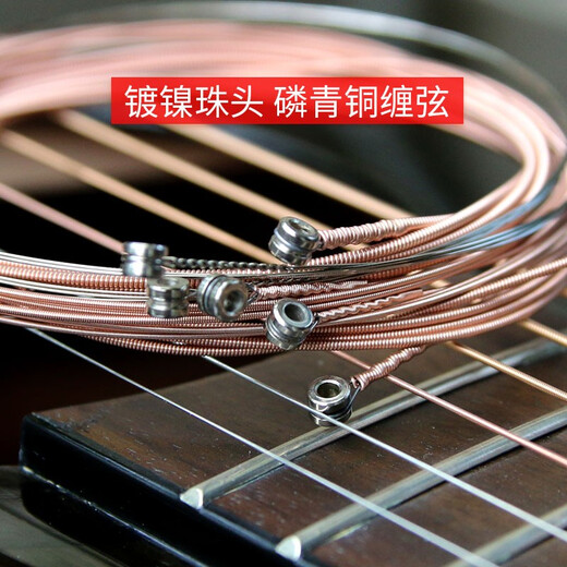 Alice Strings A206 Volksgerundete hölzerne Gitarrenschnüre verpackte Kupferstrings Stahlketten komplettes Set von mysteriösen Saitenzubehör 1.2 Zwei Saiten jeweils. Eine Zeichenfolge eins