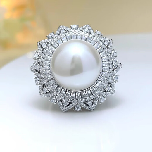 Menbin high-definition Australian white pearl necklace 925 sterling silver fashionable shell beads fashionable style for mother 16m large pearl necklace chain length about 40+5 cm