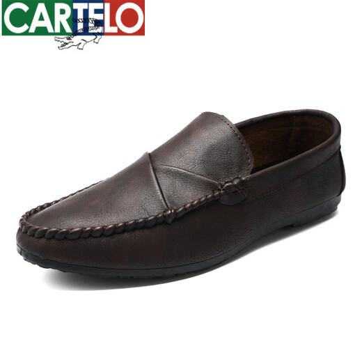Kadile Crocodile 2024 Neue Beanie-Schuhe für Männer weiche Leder Männer lässige Lederschuhe koreanische Schuhe Lazy Schuhe Jugend Trendy Schuhe Yl-D829 Brown 39