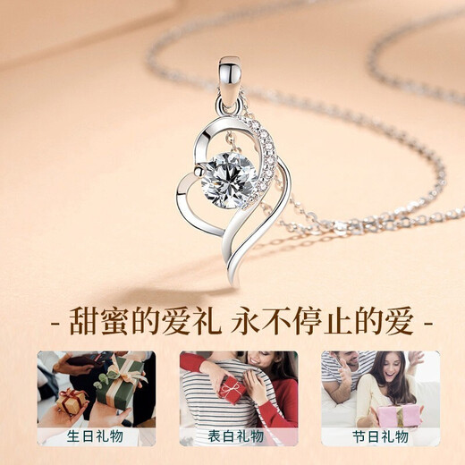 Farinluo Is in My Heart Necklace for Women Moissanite Diamond Pendant Platinum Fashion Jewelry Birthday and Valentine's Day Gift for Girlfriend Light Luxury Model - I Am In My Heart Moissanite Necklace Free Engraving Customized Exclusive Gift