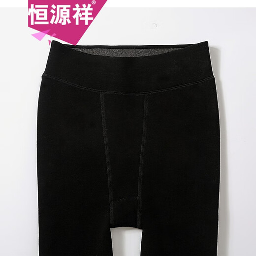 Hengyuanxiang plus fat large size thickened leggings for women to wear as outerwear plus velvet to keep warm and step on the feet. High-waist winter fat mm slimming pants for women. 500g - black on the feet. One size fits all 80-160