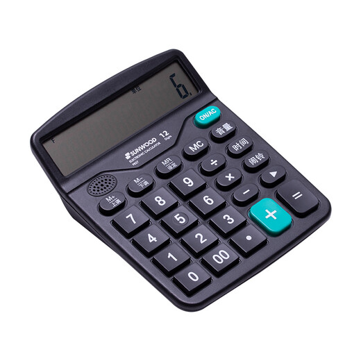 Sanmu (Sunwood) Effizienz King Serie 12-Bit großer Bildschirmstimme Desktop-Taschenrechner/mit zwei Batterien Nr. 7 Schwarz P837
