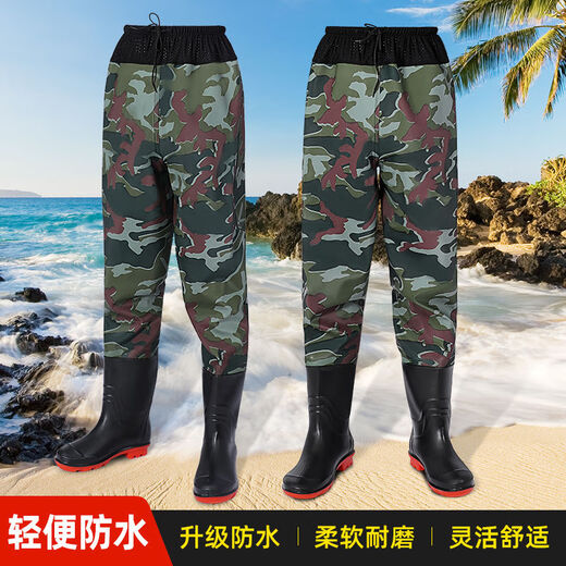 Half body waders, thickened waist-high waterproof clothes, rain pants, fishing water fork pants, breathable men's one-piece rain boots and rain pants