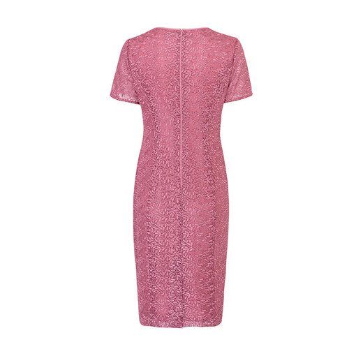 Ma Tiannu Spring and Summer New Pink Embroidered Lace Short Sleeve Dress Gown Hip MTS738DR0 Pink S