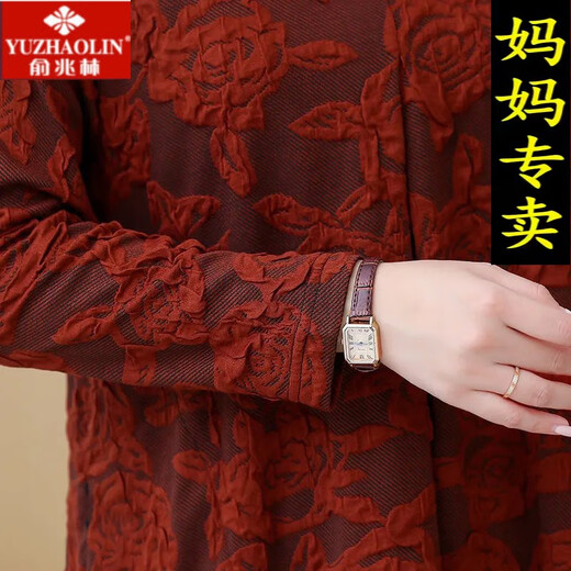 俞兆林（YUZHAOLIN）品牌8XL胖奶奶装秋季中国风长袖打底衫中老年妈妈加肥大码宽松遮 毅2629-暗红 3XL建议120-140斤