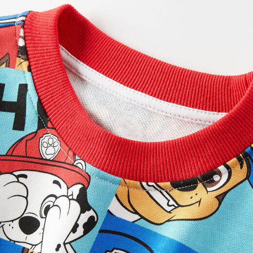Paw Paw Team Li Dagong Children's Sweater Boys Spring and Autumn Clothes Watermark Printed Baby Loose Tops Small and Medium-sized Boys Clothes Red 120