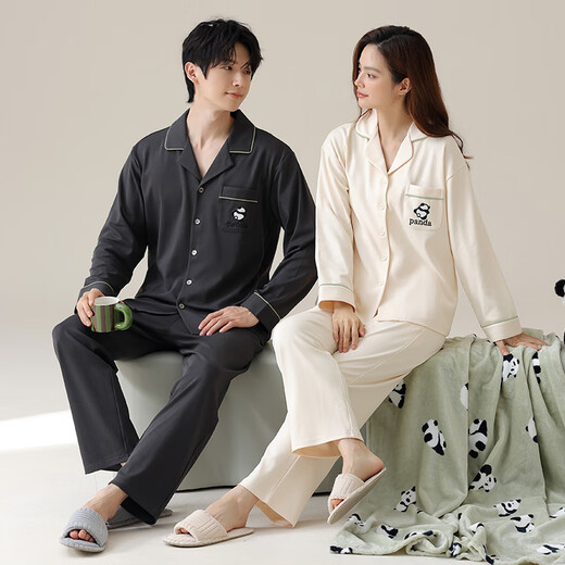 Katzenpaar Pyjamas Frühlings- und Herbst-Frauen reine Baumwolle, langärmelte Strickjacke im Herbst und Winter können außen für Herren-Heimkleidung angeklagt werden 02d16802 Frauen xl