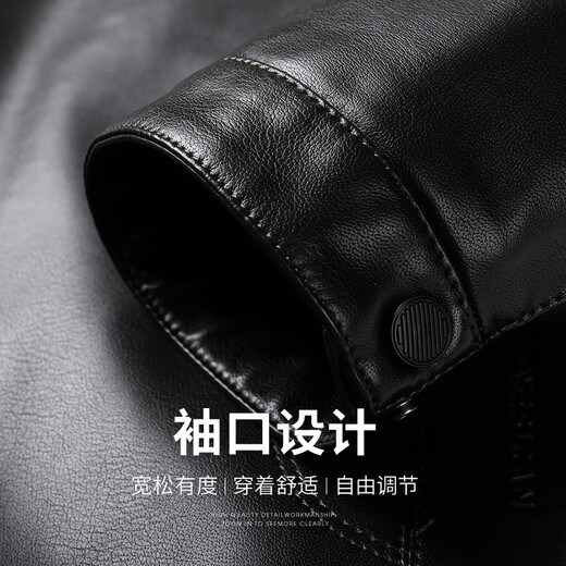 SHANSHAN Shanshan PU leather jacket men's new winter stand-up collar plus velvet warm men's leather jacket anti-wrinkle wear-resistant business casual dad dark green M /170