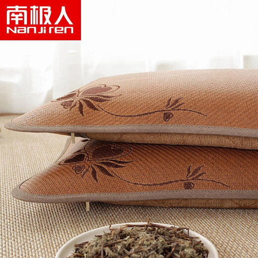 Antarctic people cold pillow core summer single cervical pillow mugwort pillow flower tea bamboo rattan pillow sleep summer cool mat pillow men hearty cowhide vine brown color 35x56cm single package [skin-friendly and smooth, refreshing and natural]