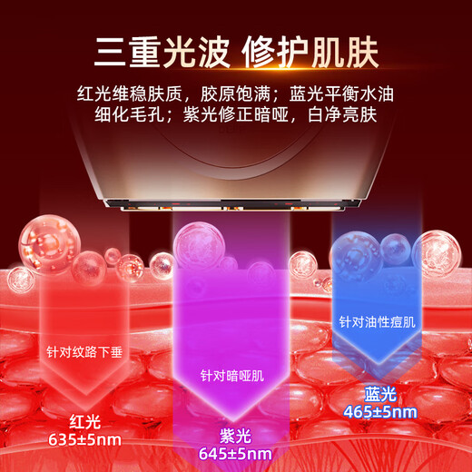 VLVEE Collagen Facial Lifting and Firming Artifact Facial Massage Beauty Instrument Red and Blue Light Skin Rejuvenation and Brightening Birthday Gift for Girls Practical for Girlfriend Champagne Gold PLUS Edition Plus Luxurious Gift