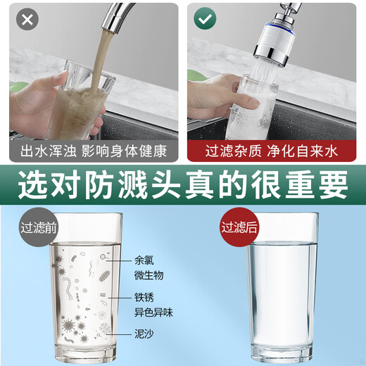 
Banosen [Germany] Faucet Filter Household Kitchen Universal Splash-proof Supercharged Extender Water Purification Filter Correction Adapter [Short Model] Universal Filter + Filter Correction *5 Universal Installation | Installation Accessories with Rotating Interface